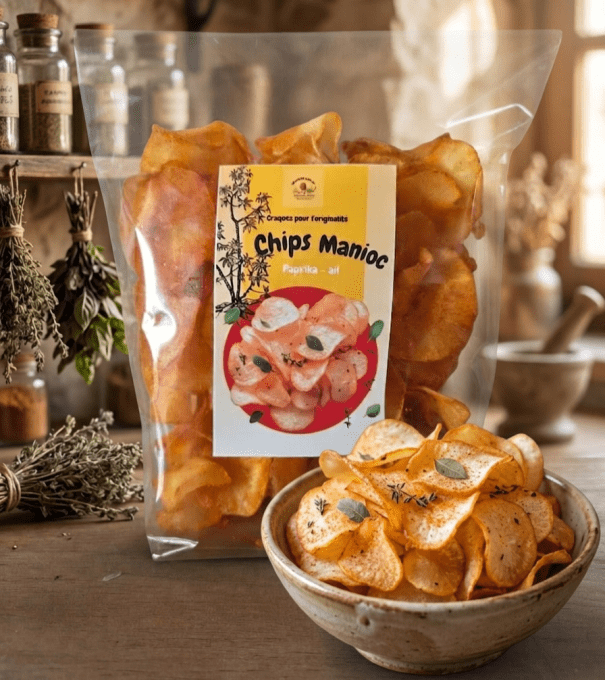 Chips manioc au paprika et ail 