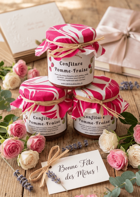 Confiture Artisanale Pomme bio-Fraise  