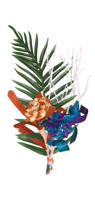 Fleur tressée en feuilles de pandanus